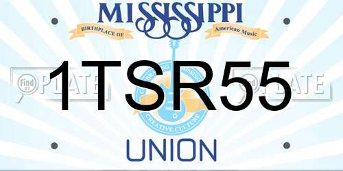 1TSR55 Mississippi License Plate