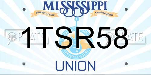 1TSR58 Mississippi License Plate