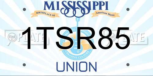1TSR85 Mississippi License Plate