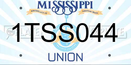 1TSS044 Mississippi License Plate