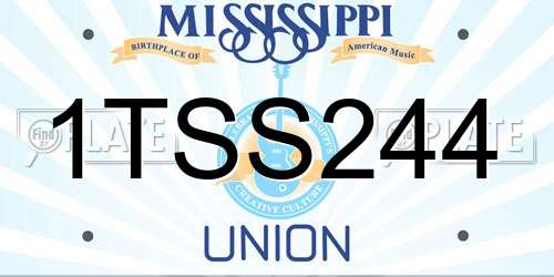 1TSS244 Mississippi License Plate