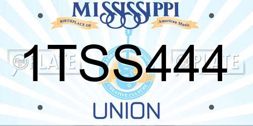 1TSS444 Mississippi License Plate