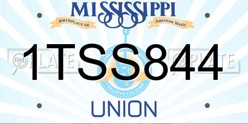 1TSS844 Mississippi License Plate