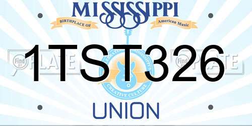 1TST326 Mississippi License Plate
