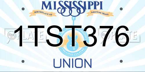 1TST376 Mississippi License Plate