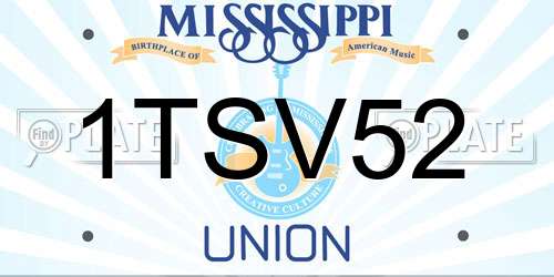 1TSV52 Mississippi License Plate