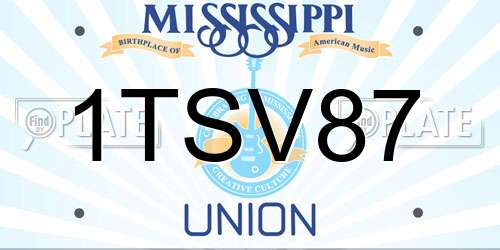 1TSV87 Mississippi License Plate