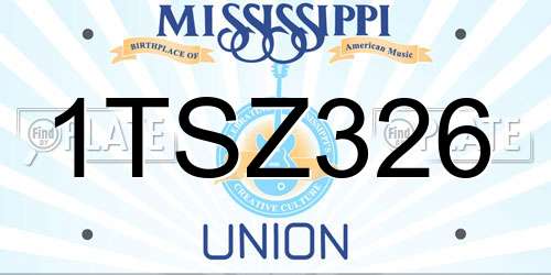 1TSZ326 Mississippi License Plate