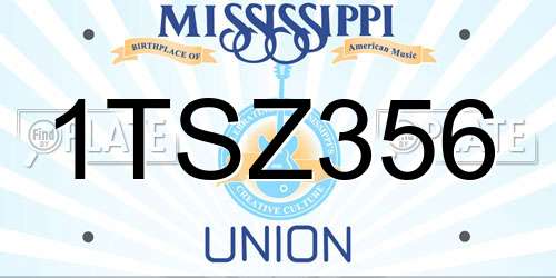 1TSZ356 Mississippi License Plate