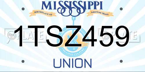 1TSZ459 Mississippi License Plate