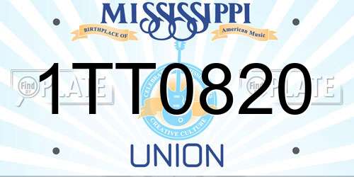 1TT0820 Mississippi License Plate