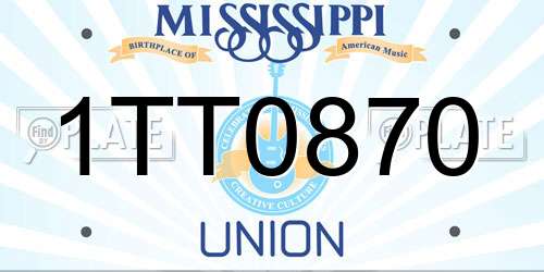 1TT0870 Mississippi License Plate