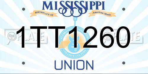 1TT1260 Mississippi License Plate
