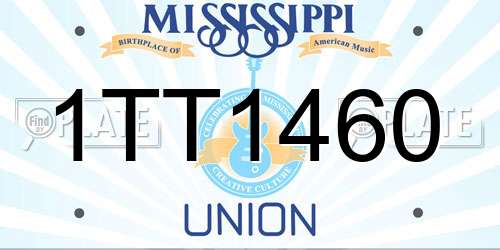 1TT1460 Mississippi License Plate