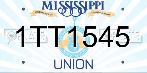 1TT1545 Mississippi License Plate