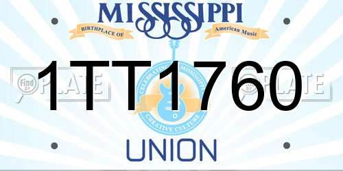 1TT1760 Mississippi License Plate