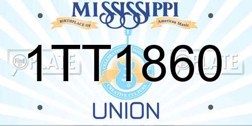 1TT1860 Mississippi License Plate