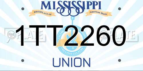 1TT2260 Mississippi License Plate