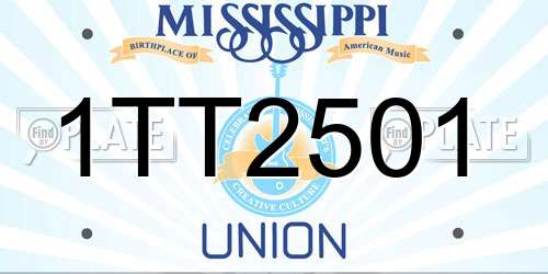 1TT2501 Mississippi License Plate