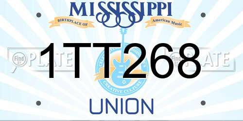 1TT268 Mississippi License Plate