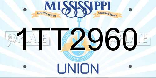 1TT2960 Mississippi License Plate