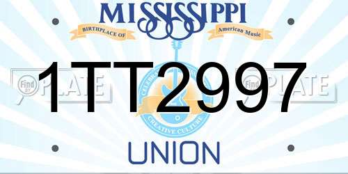 1TT2997 Mississippi License Plate