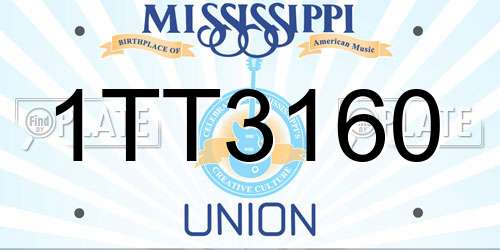 1TT3160 Mississippi License Plate