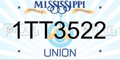 1TT3522 Mississippi License Plate