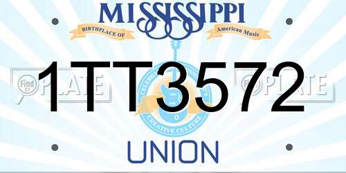 1TT3572 Mississippi License Plate