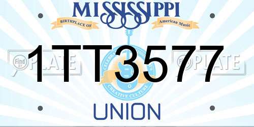 1TT3577 Mississippi License Plate