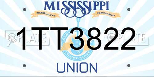 1TT3822 Mississippi License Plate