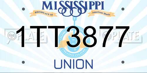 1TT3877 Mississippi License Plate