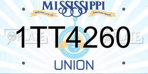 1TT4260 Mississippi License Plate