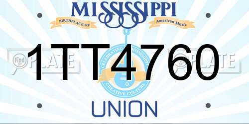 1TT4760 Mississippi License Plate