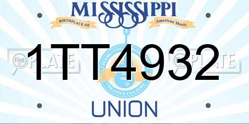 1TT4932 Mississippi License Plate