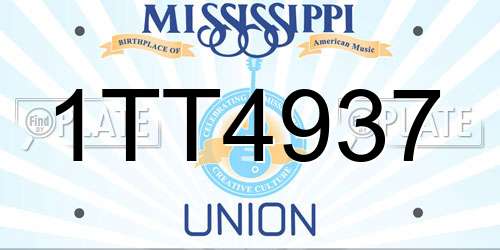 1TT4937 Mississippi License Plate