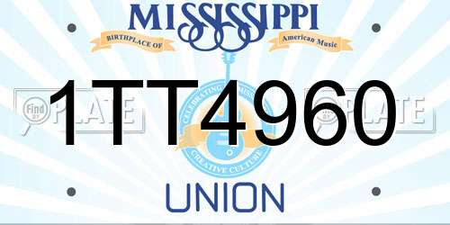1TT4960 Mississippi License Plate