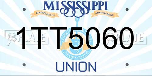 1TT5060 Mississippi License Plate