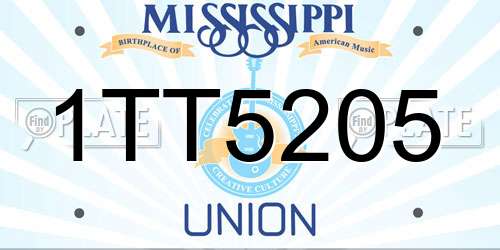 1TT5205 Mississippi License Plate