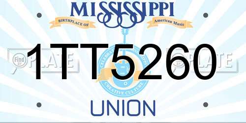 1TT5260 Mississippi License Plate