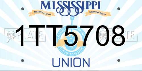 1TT5708 Mississippi License Plate