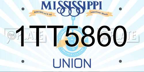 1TT5860 Mississippi License Plate