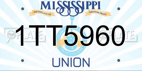 1TT5960 Mississippi License Plate
