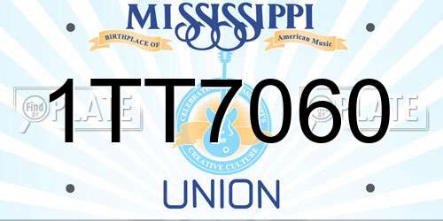 1TT7060 Mississippi License Plate