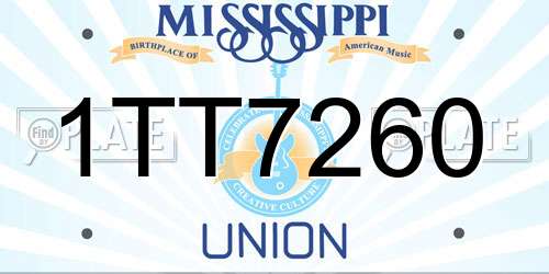 1TT7260 Mississippi License Plate