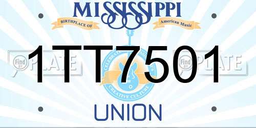 1TT7501 Mississippi License Plate