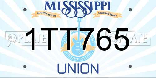 1TT765 Mississippi License Plate