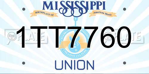 1TT7760 Mississippi License Plate