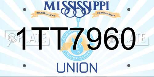 1TT7960 Mississippi License Plate
