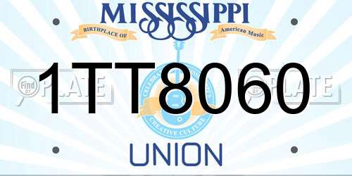 1TT8060 Mississippi License Plate